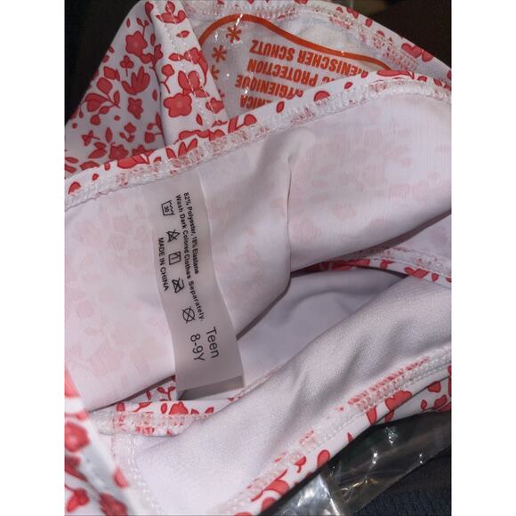 Girls' 2 Piece Ditsy Floral Print Knot Front Ruched Triangle Bikini Teen 8-9Y - Picture 6 of 11